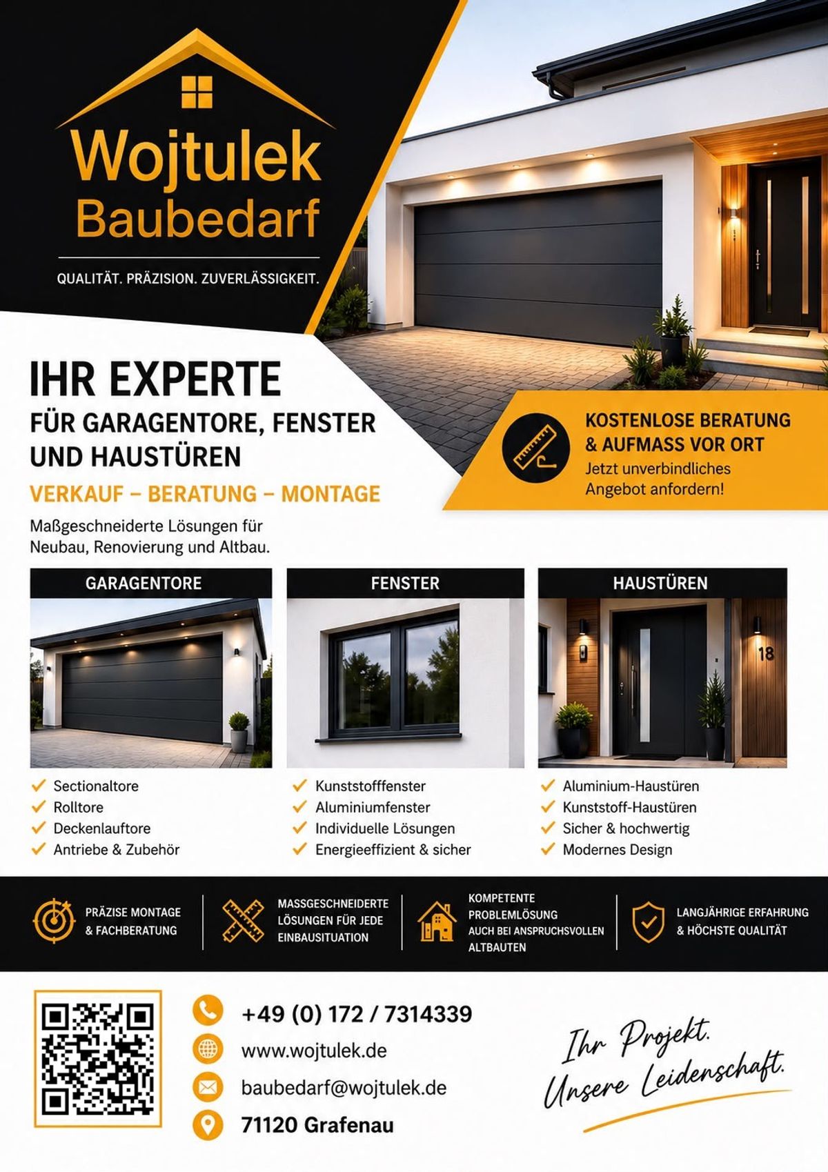 Wojtulek Baubedarf: Ihr Experte für Garagentore, Fenster und Haustüren